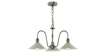Hadano 3 Light Pendant Antique Chrome and Matt Taupe