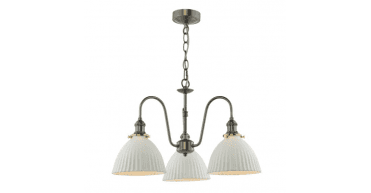 Hadano 3 Light Pendant Antique Chrome and White Ceramic