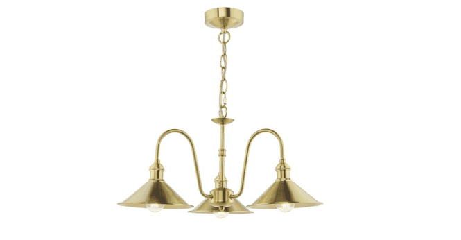 Där Lighting Hadano 3 Light Pendant Natural Brass and Aged Brass