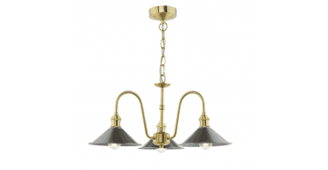 Hadano 3 Light Pendant Natural Brass and Antique Pewter