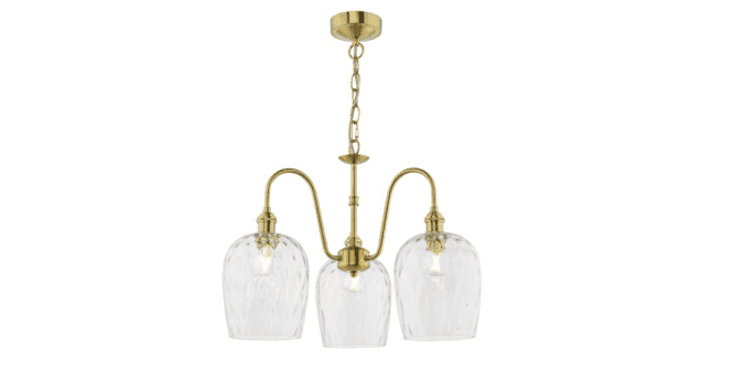 Där Lighting Hadano 3 Light Pendant Natural Brass and Glass