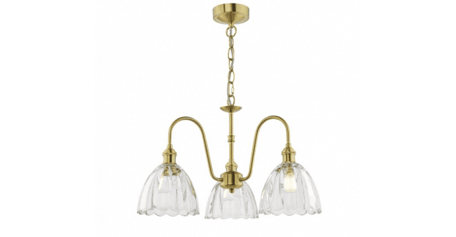 Där Lighting Hadano 3 Light Pendant Natural Brass and Glass