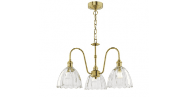 Hadano 3 Light Pendant Natural Brass and Glass