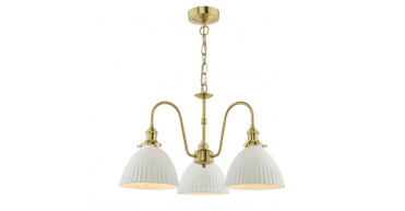 Hadano 3 Light Pendant Natural Brass and White Ceramic
