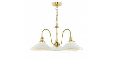 Hadano 3 Light Pendant Natural Brass and White Ceramic