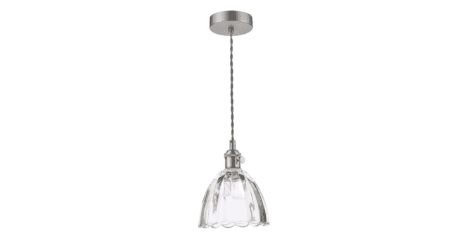 Där Lighting Hadano Pendant Antique Chrome and Scalloped Bell Glass