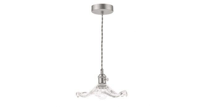 Där Lighting Hadano Pendant Antique Chrome and Wavy Glass
