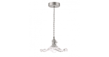 Hadano Pendant Antique Chrome and Wavy Glass
