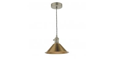 Hadano Pendant Antique Chrome With Aged Brass Shade