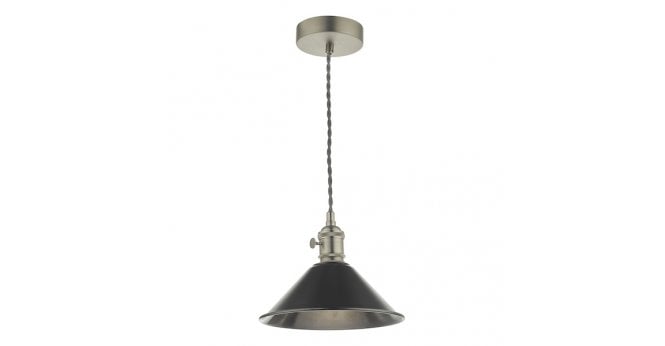 Där Lighting Hadano Pendant Antique Chrome With Antique Pewter Shade