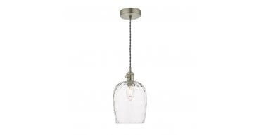 Hadano Pendant Antique Chrome With Dimpled Glass Shade
