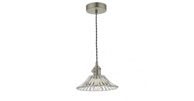 Där Lighting Hadano Pendant Antique Chrome With Flared Glass Shade