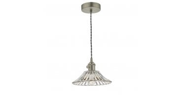 Hadano Pendant Antique Chrome With Flared Glass Shade