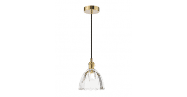 Hadano Pendant Natural Brass and Scalloped Bell Glass