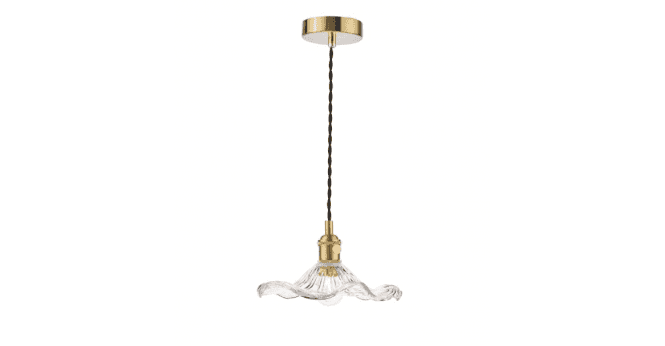 Där Lighting Hadano Pendant Natural Brass and Wavy Glass
