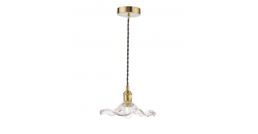 Hadano Pendant Natural Brass and Wavy Glass