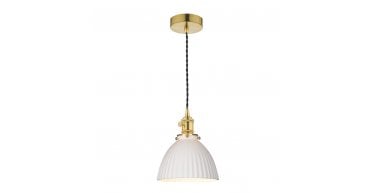 Hadano Pendant Natural Brass & Ceramic Domed Shade