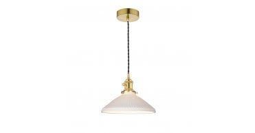 Hadano Pendant Natural Brass & Ceramic Shallow Shade