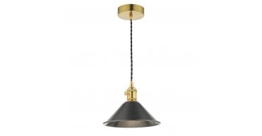 Hadano Pendant Natural Brass With Antique Pewter Shade