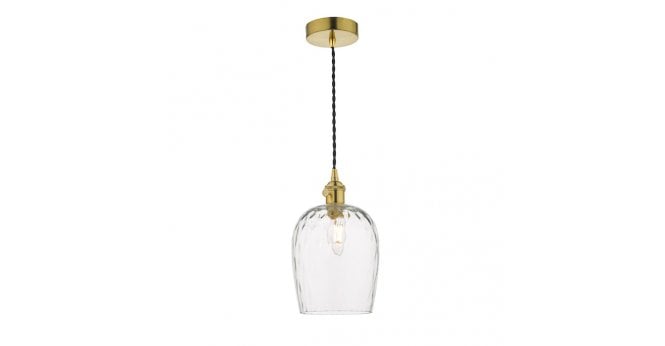 Där Lighting Hadano Pendant Natural Brass With Dimpled Glass Shade