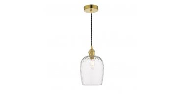 Hadano Pendant Natural Brass With Dimpled Glass Shade