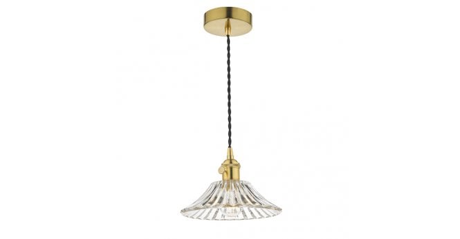 Där Lighting Hadano Pendant Natural Brass With Flared Glass Shade
