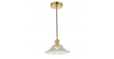 Hadano Pendant Natural Brass With Flared Glass Shade