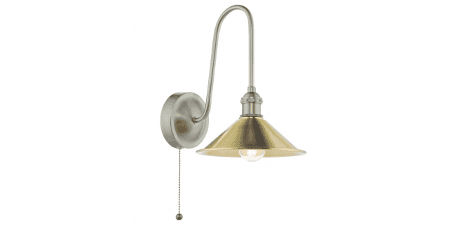 Där Lighting Hadano Wall Light Antique Chrome and Aged Brass