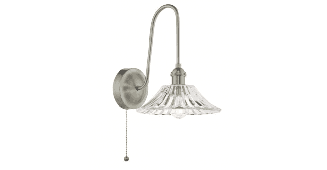 Där Lighting Hadano Wall Light Antique Chrome and Glass