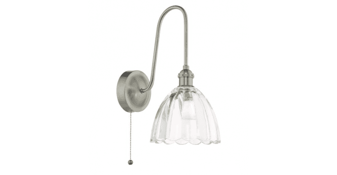 Där Lighting Hadano Wall Light Antique Chrome and Glass