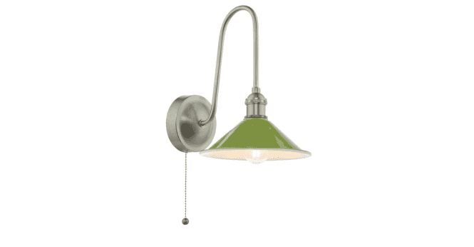 Där Lighting Hadano Wall Light Antique Chrome and Matt Green