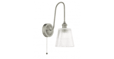 Hadano Wall Light Antique Chrome and Ribbed Glass