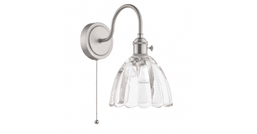 Hadano Wall Light Antique Chrome and Scalloped Bell Glass