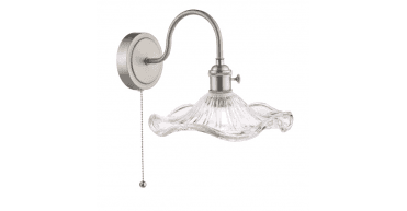 Hadano Wall Light Antique Chrome and Wavy Glass