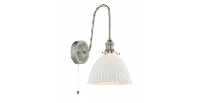 Där Lighting Hadano Wall Light Antique Chrome and White Ceramic