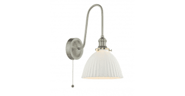 Hadano Wall Light Antique Chrome and White Ceramic