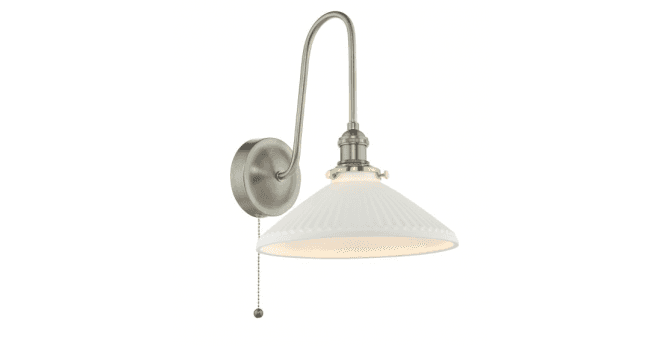 Där Lighting Hadano Wall Light Antique Chrome and White Ceramic