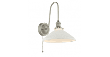 Hadano Wall Light Antique Chrome and White Ceramic