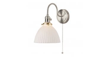 Hadano Wall Light Antique Chrome & Ceramic Domed Shade