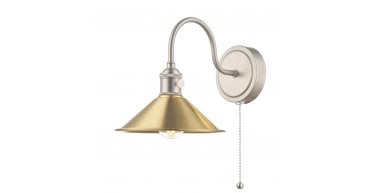 Hadano Wall Light Antique Chrome With Aged Brass Shade