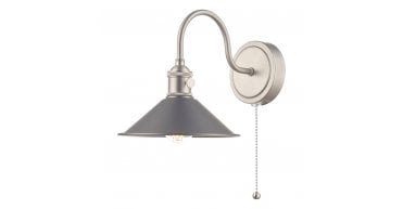Hadano Wall Light Antique Chrome With Antique Pewter Shade