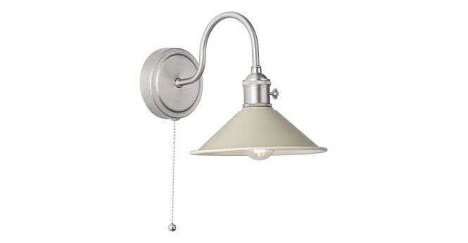 Där Lighting Hadano Wall Light Antique Chrome With Cashmere Shade