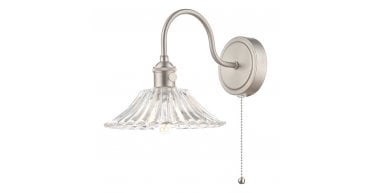 Hadano Wall Light Antique Chrome With Clear Flared Glass shade