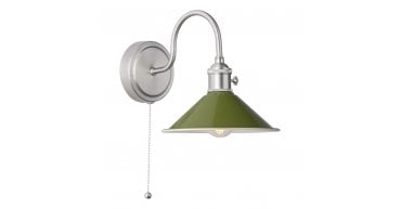 Hadano Wall Light Antique Chrome With Olive Green Shade
