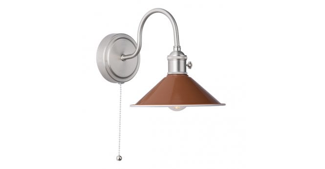 Där Lighting Hadano Wall Light Antique Chrome With Umber Shade