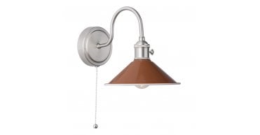 Hadano Wall Light Antique Chrome With Umber Shade