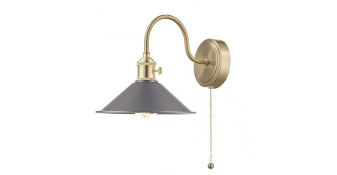 Där Lighting Hadano Wall Light Brass With Antique Pewter Shade