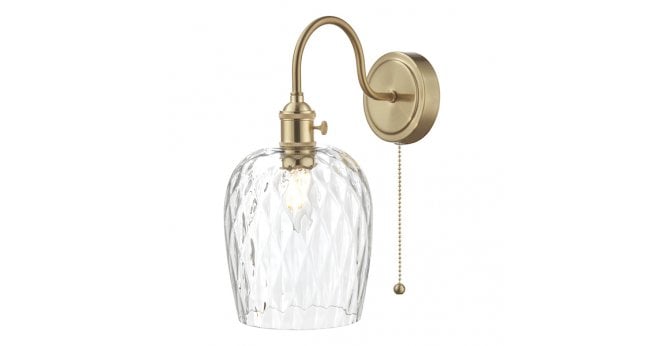 Där Lighting Hadano Wall Light Brass With Clear Dimpled Shade