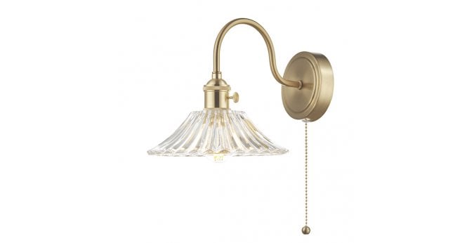 Där Lighting Hadano Wall Light Brass With Clear Flared Glass Shade