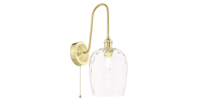 Där Lighting Hadano Wall Light Natural Brass and Glass